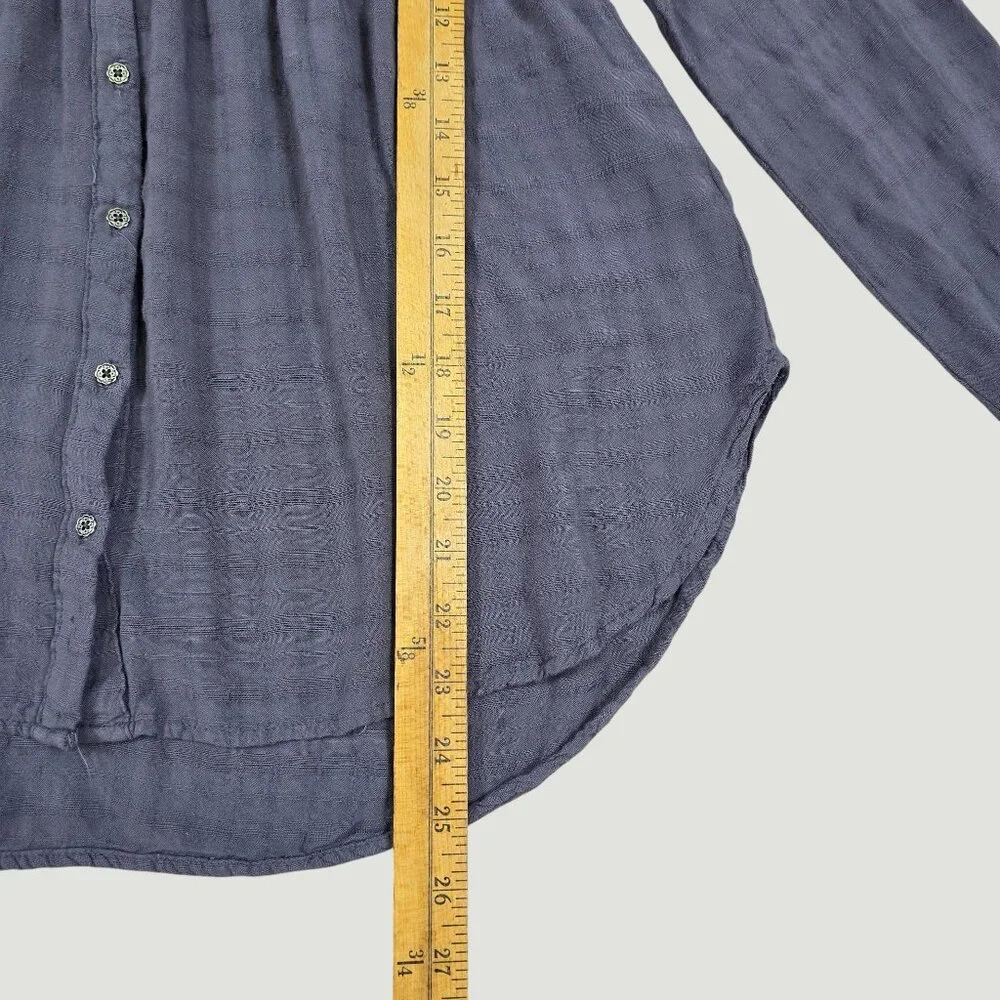 Boho Tunic Blouse Smocked Henley Long Sleeve Gray Medium - Picture 9 of 16